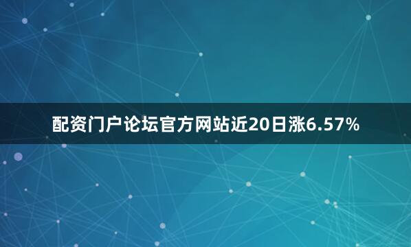 配资门户论坛官方网站近20日涨6.57%